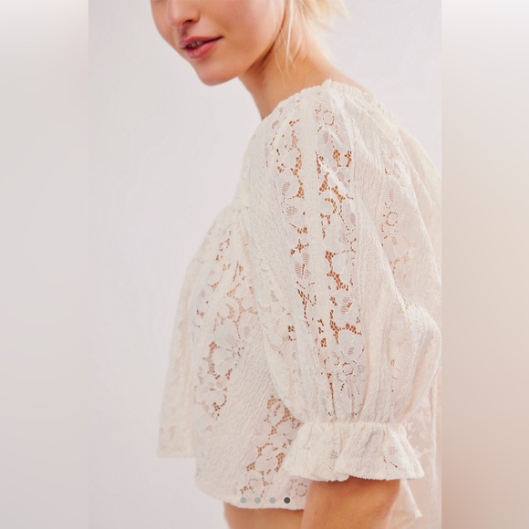 FREE PEOPLE Stacey Puff Sleeve Lace Top - Picture 7 of 12